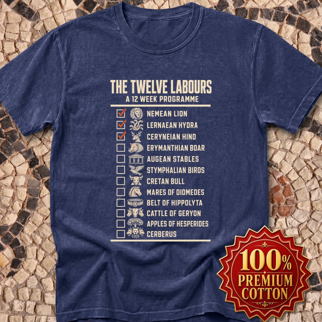 12 Labors Back Print Premium Tee