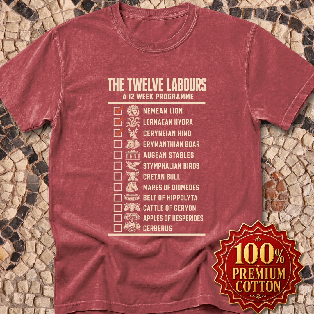 12 Labors Back Print Premium Tee