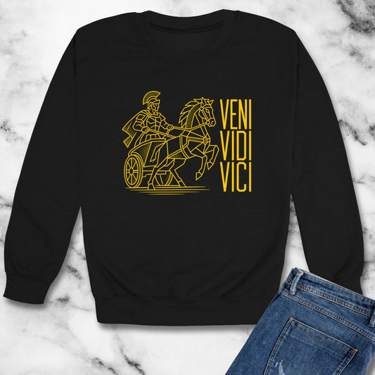 Veni Vidi Vici Line Art Charioteer Unisex Heavy Crewneck Sweatshirt