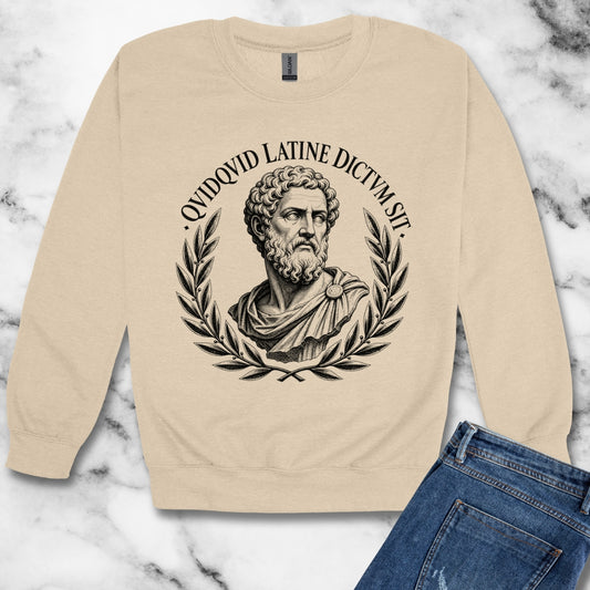 QuidQuid Latine Dictum Sit Statue Sounds Good Latin Unisex Heavy Crewneck Sweatshirt