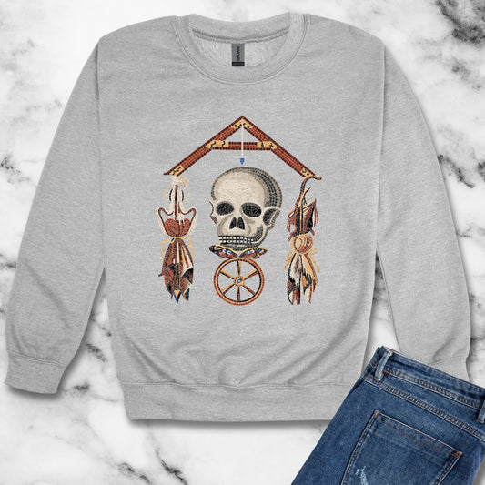 Pompeii Mosaic Mori Skull Unisex Heavy Crewneck Sweatshirt
