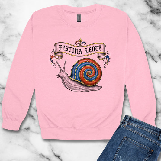Hurry Slowly Snail Marginalia Unisex Heavy Crewneck Sweatshirt