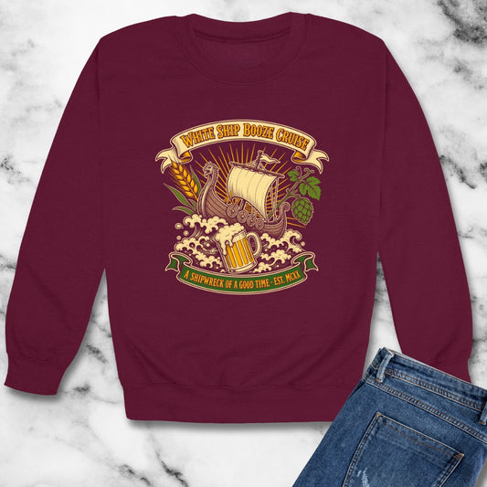 White Ship Booze Cruise Disaster Unisex Heavy Crewneck Sweatshirt