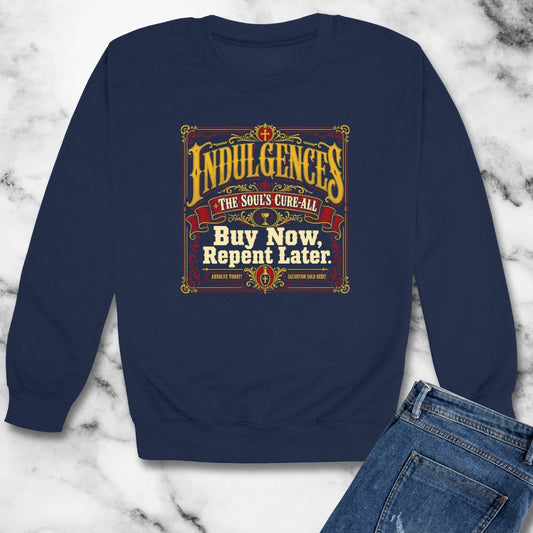 Indulgences Buy Now Repent Later Unisex Heavy Crewneck Sweatshirt