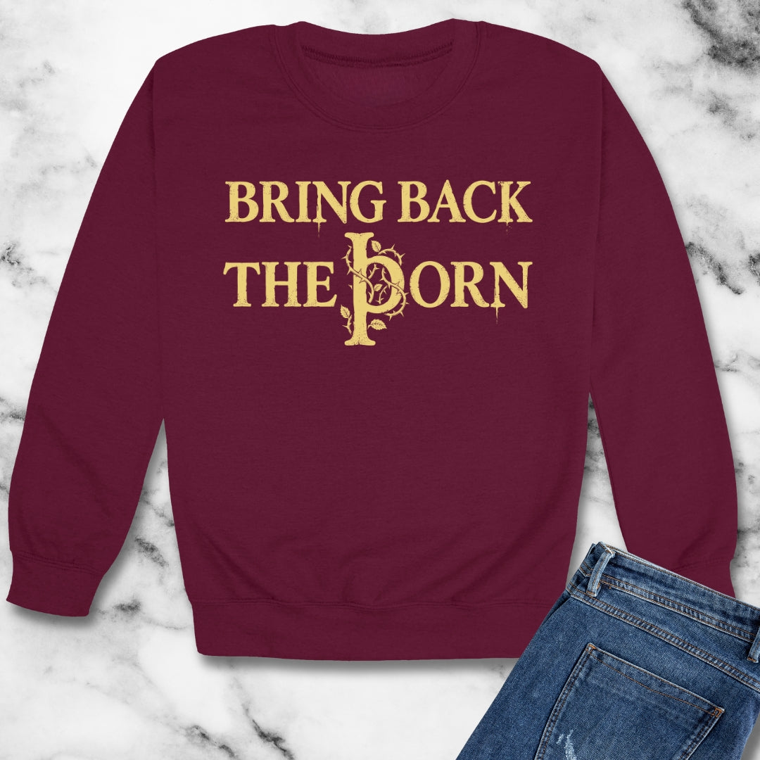 Bring Letter Thorn Back Unisex Heavy Crewneck Sweatshirt
