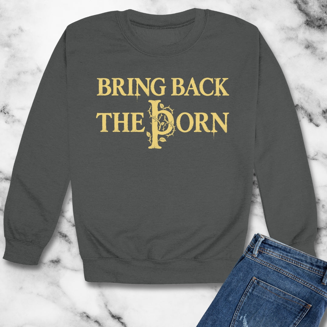 Bring Letter Thorn Back Unisex Heavy Crewneck Sweatshirt