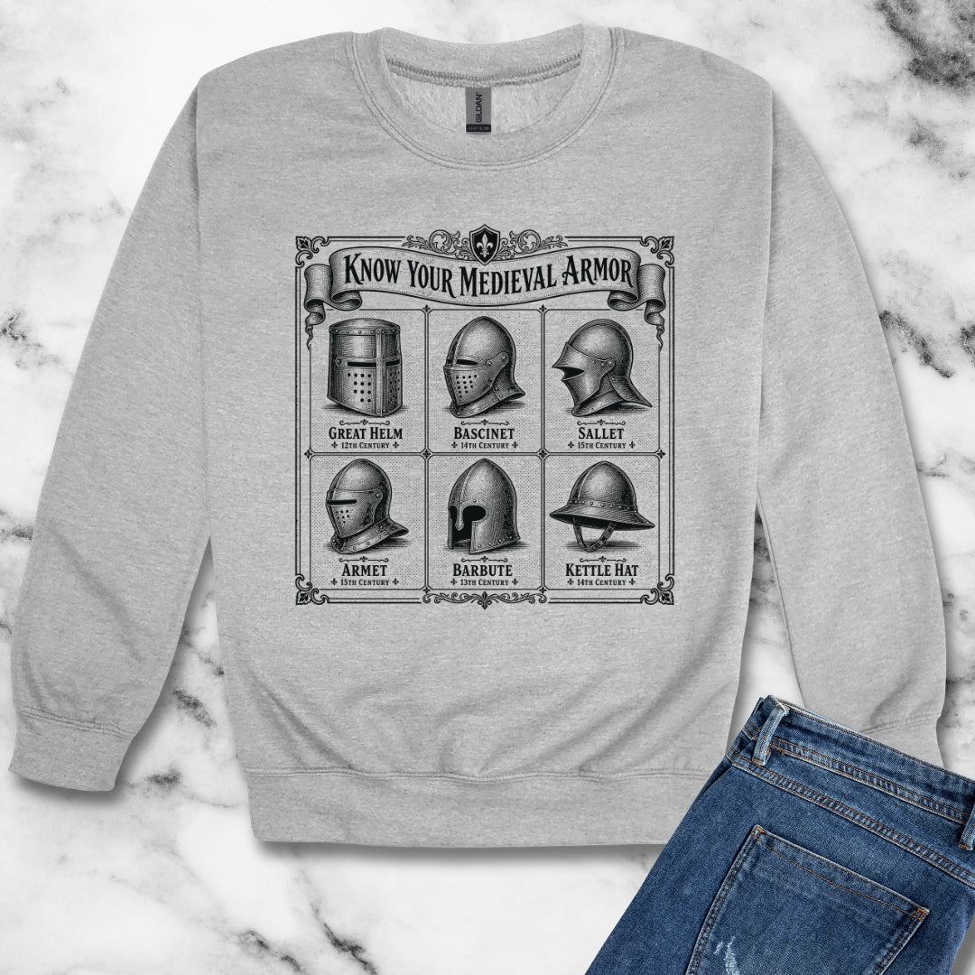 Medieval Armor Helmets Unisex Heavy Crewneck Sweatshirt