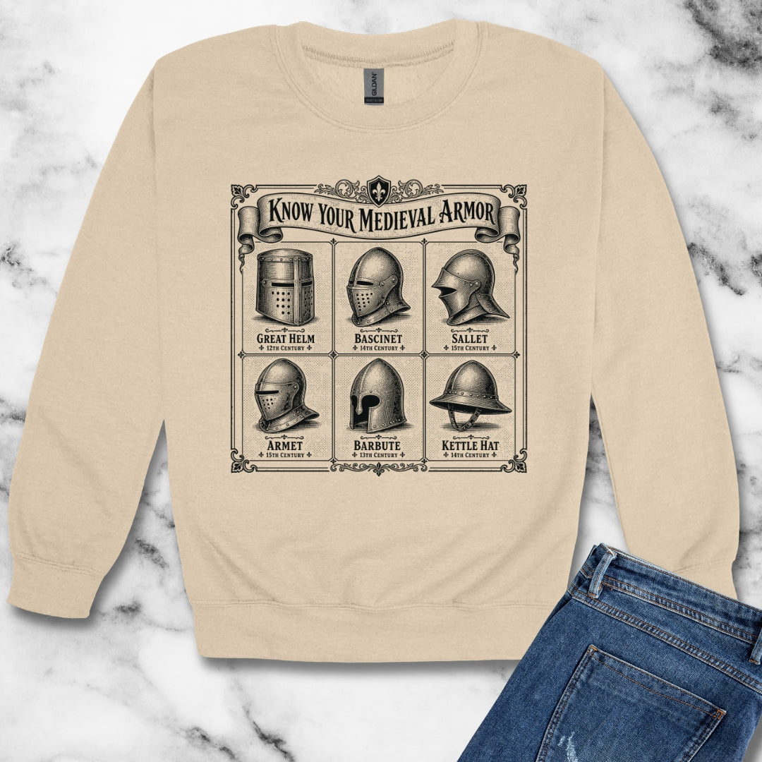 Medieval Armor Helmets Unisex Heavy Crewneck Sweatshirt