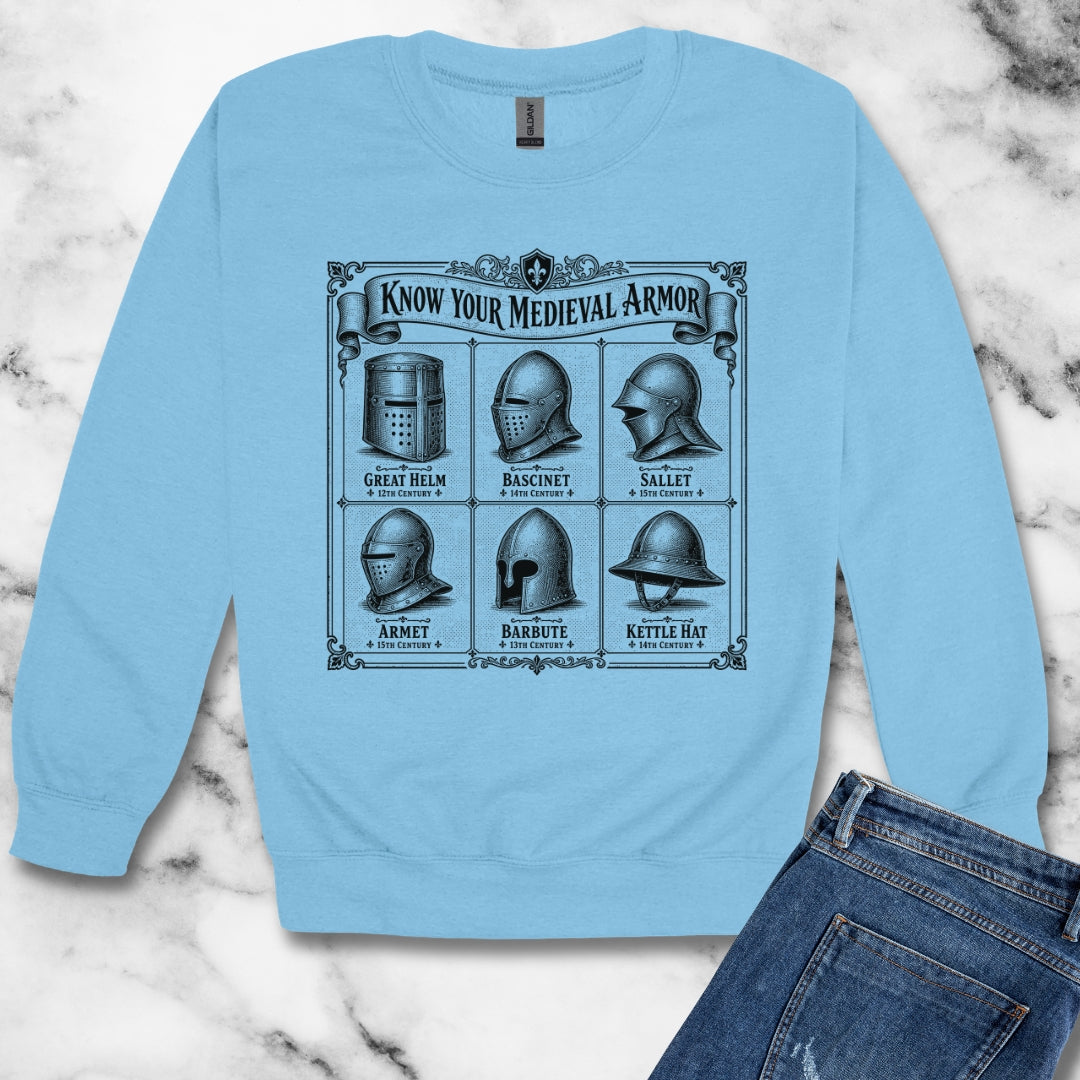 Medieval Armor Helmets Unisex Heavy Crewneck Sweatshirt