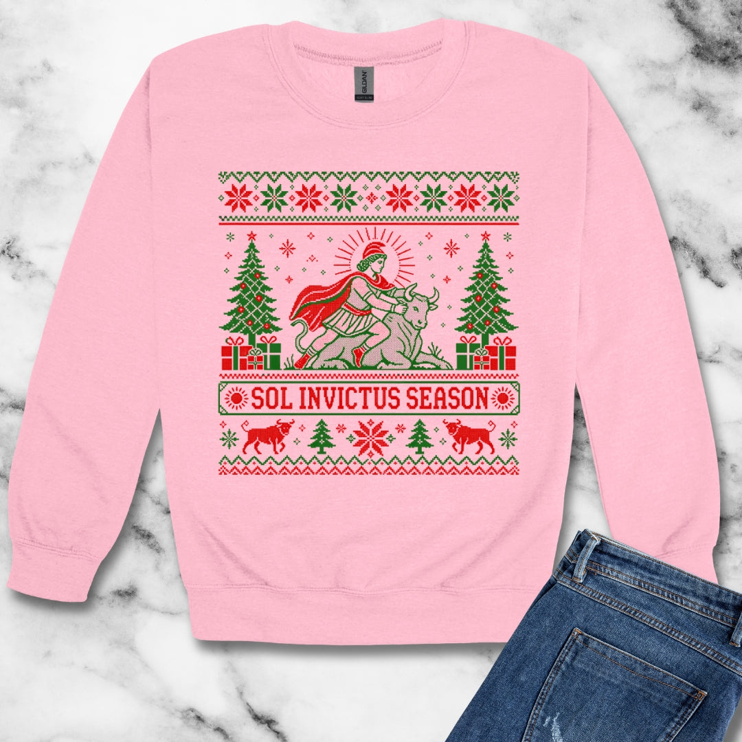 Sol Invictus Season Ugly Sweater Style Unisex Heavy Crewneck Sweatshirt