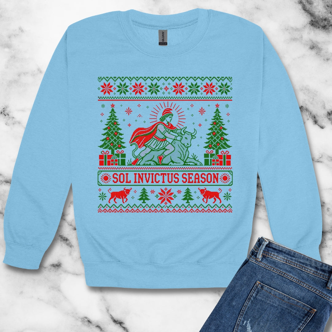 Sol Invictus Season Ugly Sweater Style Unisex Heavy Crewneck Sweatshirt