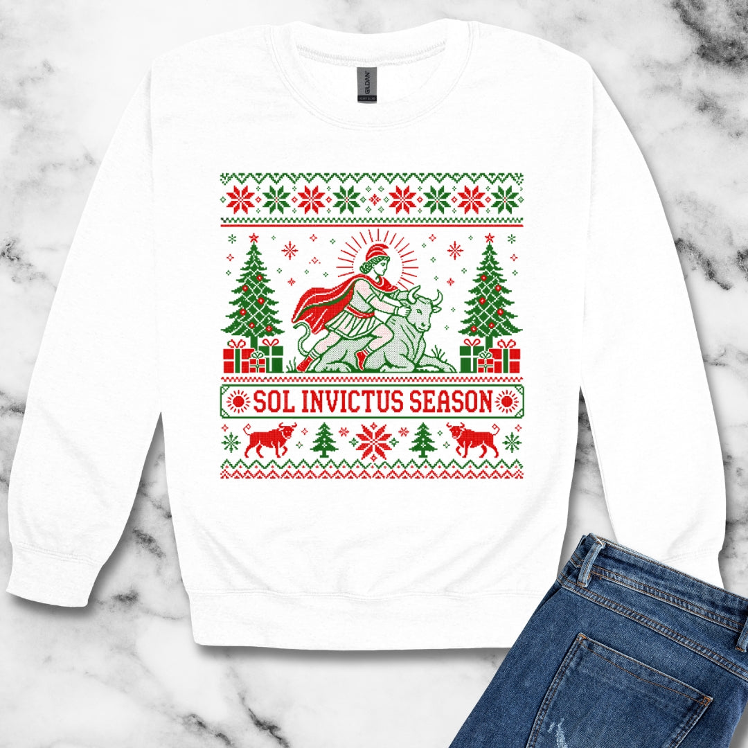 Sol Invictus Season Ugly Sweater Style Unisex Heavy Crewneck Sweatshirt