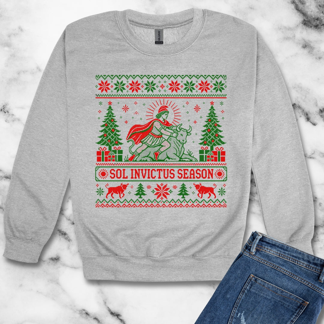 Sol Invictus Season Ugly Sweater Style Unisex Heavy Crewneck Sweatshirt