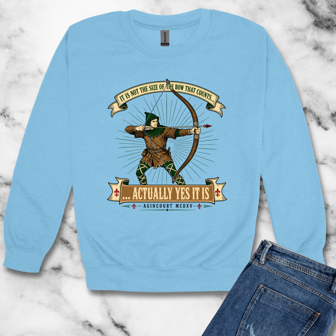 Size of the Bow Agincourt Unisex Heavy Crewneck Sweatshirt
