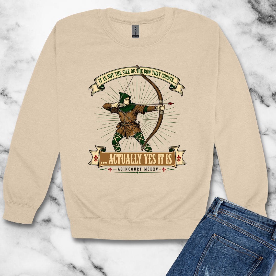 Size of the Bow Agincourt Unisex Heavy Crewneck Sweatshirt