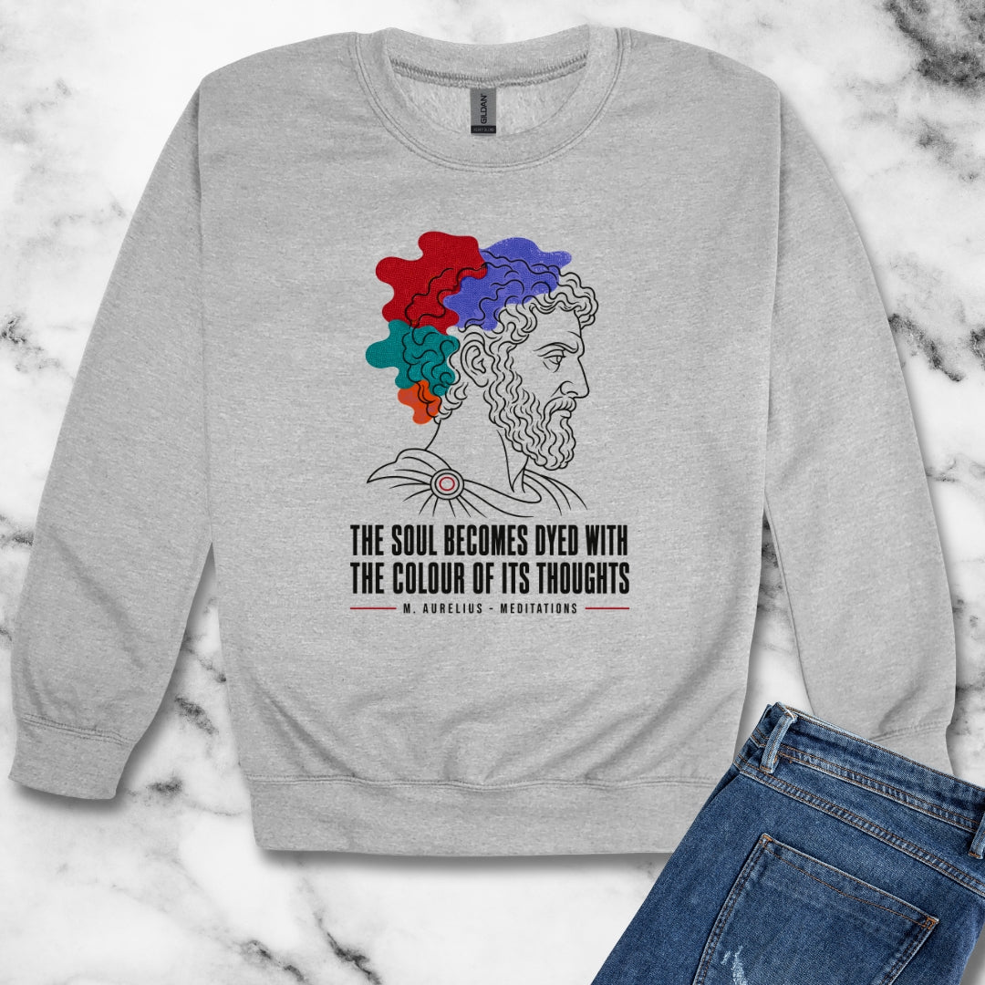 Soul Becomes Dyed Aurelius Quote Unisex Heavy Crewneck Sweatshirt