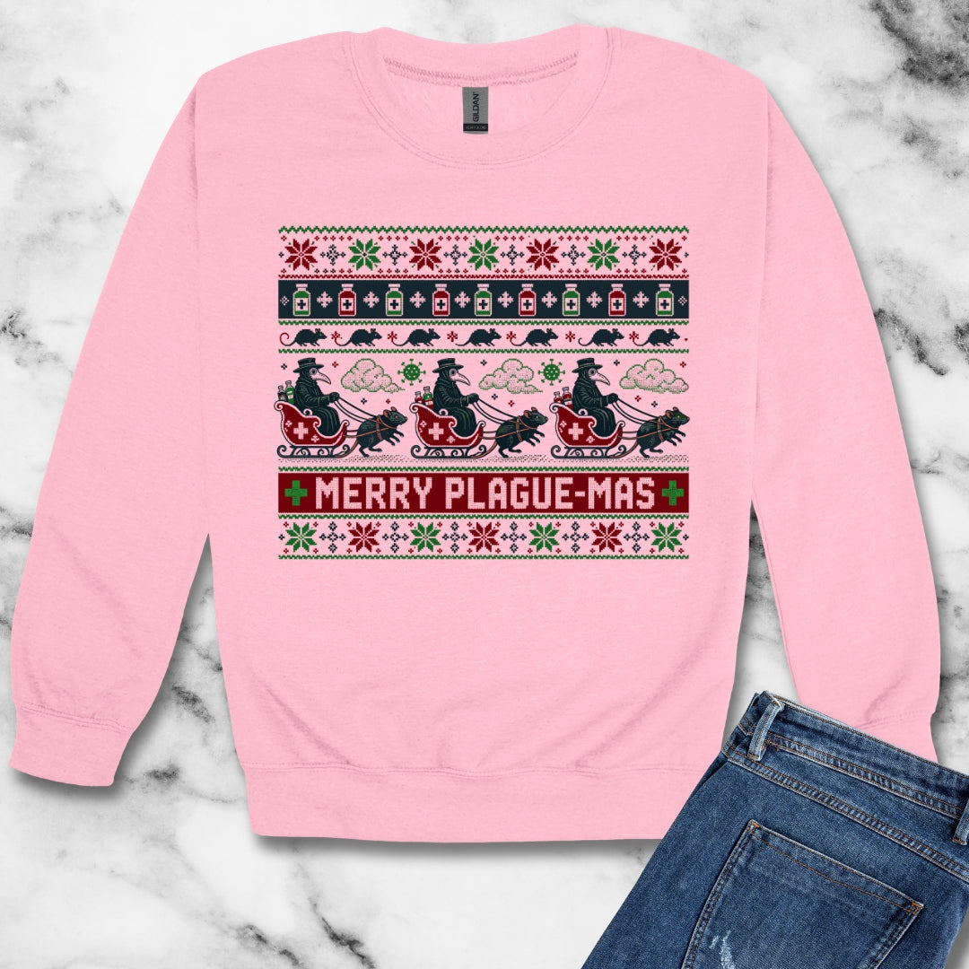 Ugly Sweater Style Merry Plaguemas Unisex Heavy Crewneck Sweatshirt