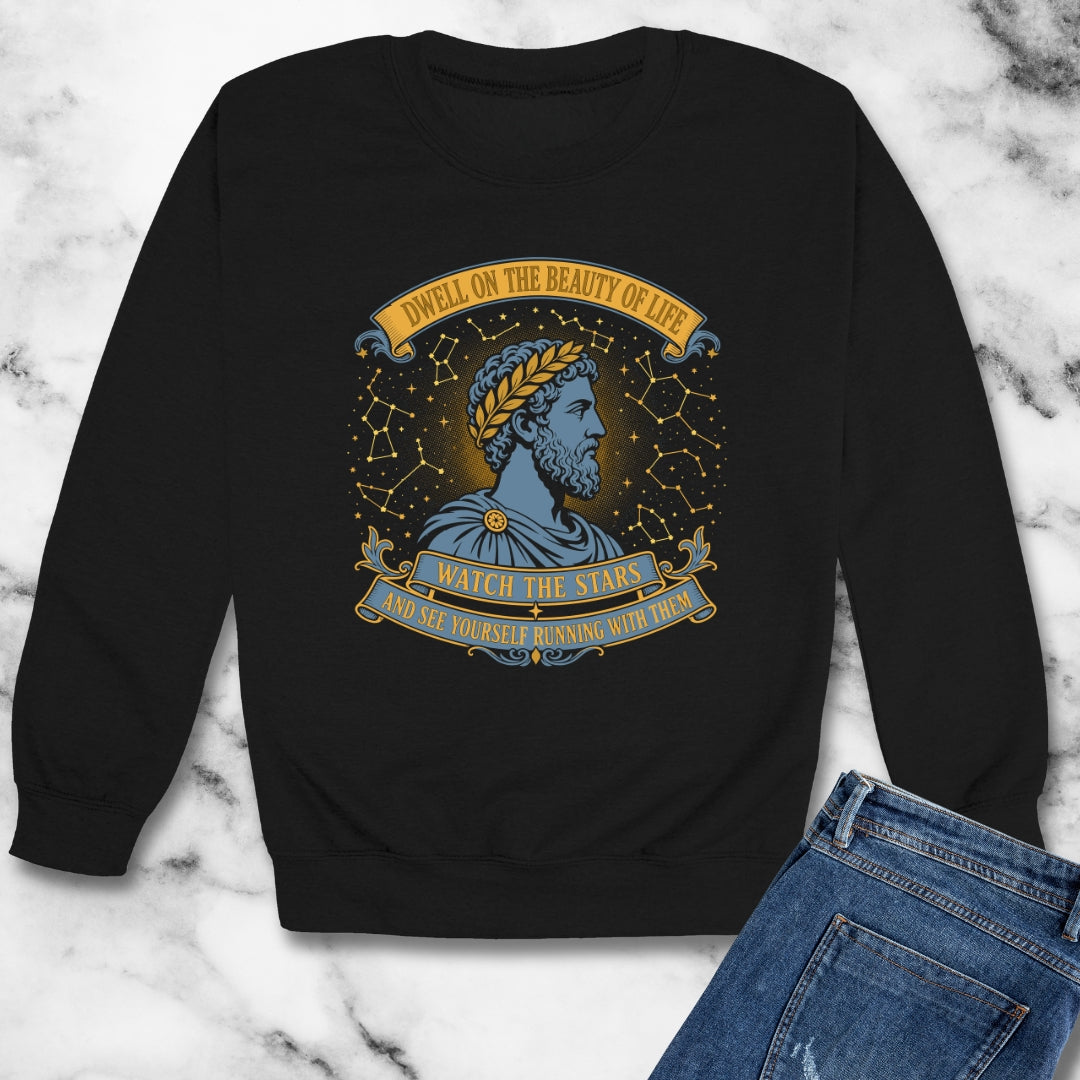 Aurelius Quote Running with the Stars Unisex Heavy Crewneck Sweatshirt