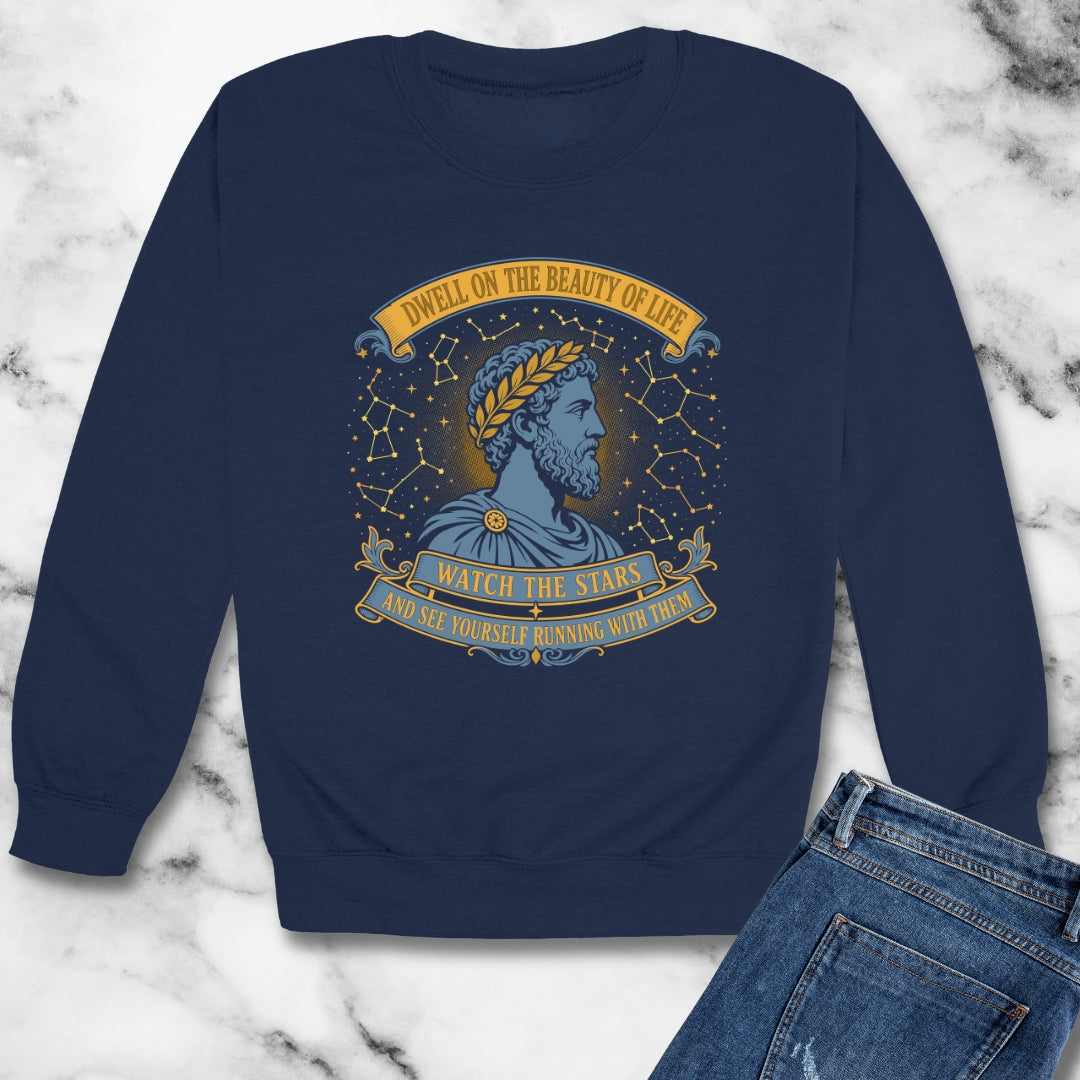 Aurelius Quote Running with the Stars Unisex Heavy Crewneck Sweatshirt