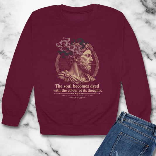 Aurelius Quote Soul Becomes Dyed Unisex Heavy Crewneck Sweatshirt