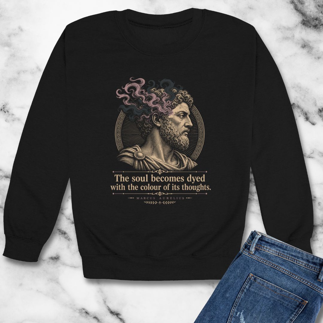 Aurelius Quote Soul Becomes Dyed Unisex Heavy Crewneck Sweatshirt