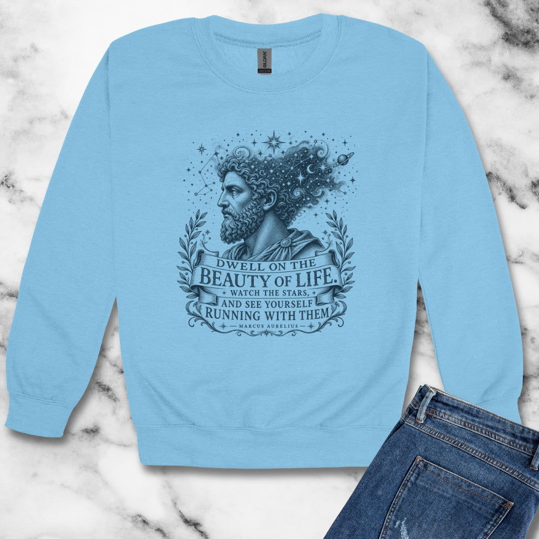 Running with the Stars Aurelius Quote Unisex Heavy Crewneck Sweatshirt