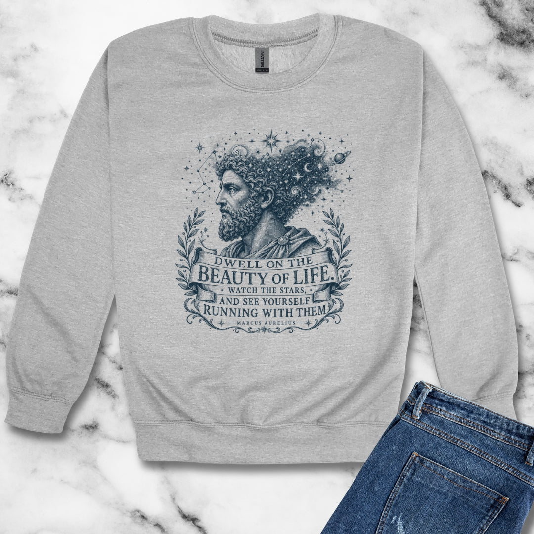 Running with the Stars Aurelius Quote Unisex Heavy Crewneck Sweatshirt