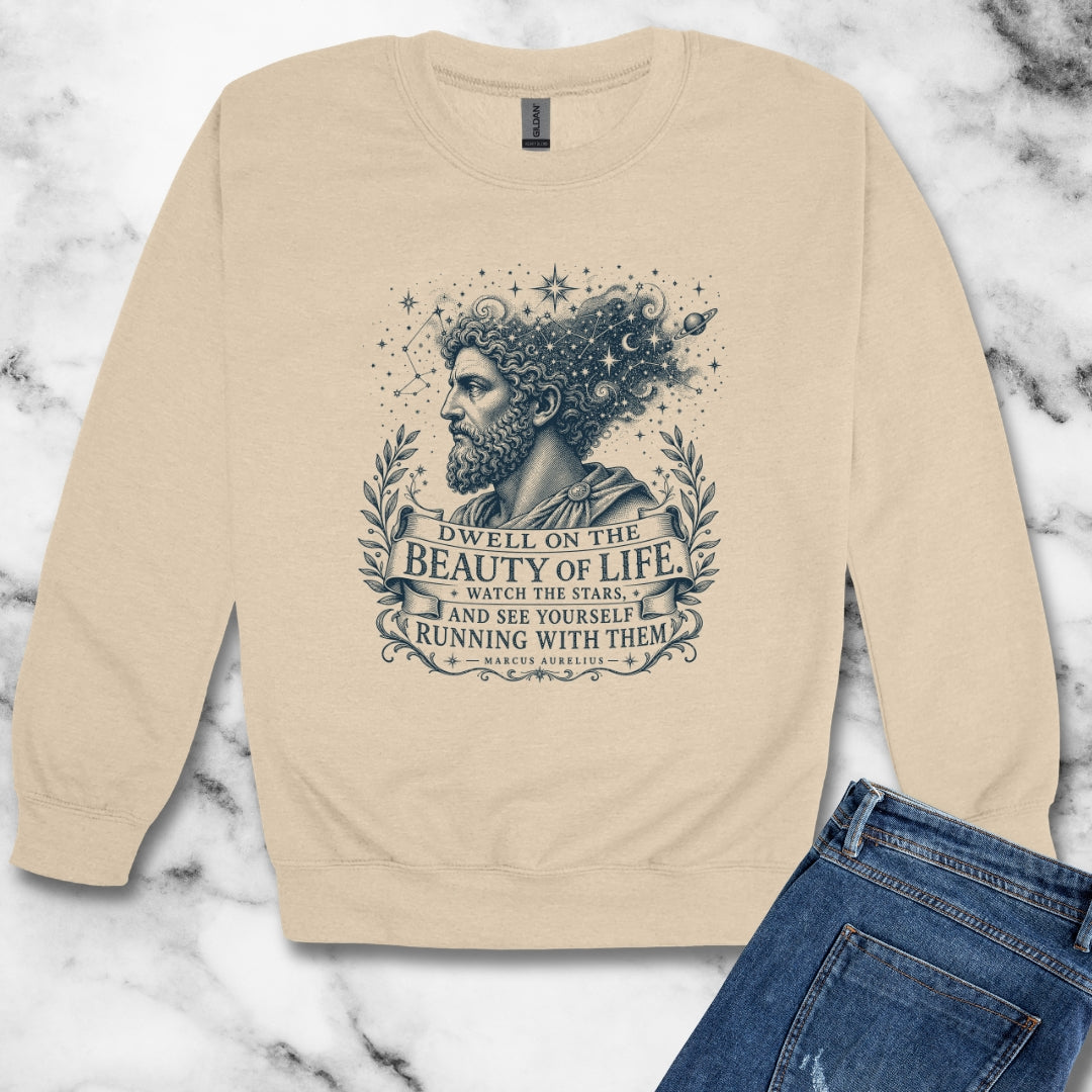 Running with the Stars Aurelius Quote Unisex Heavy Crewneck Sweatshirt