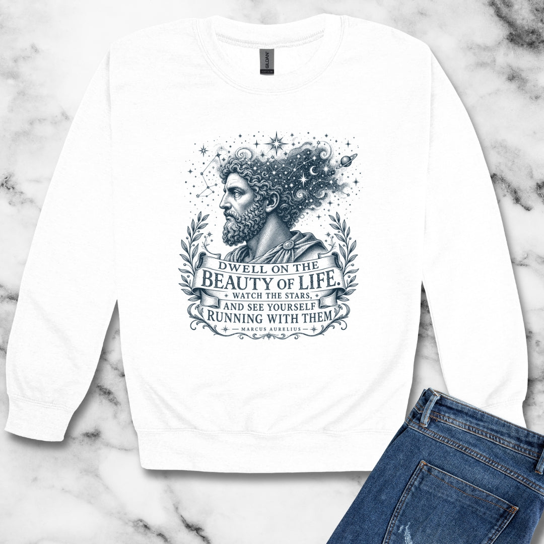 Running with the Stars Aurelius Quote Unisex Heavy Crewneck Sweatshirt