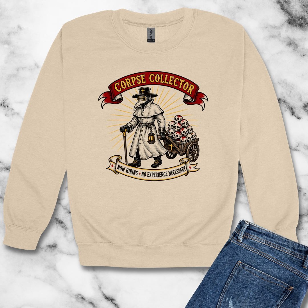 Now Hiring Plague Corpse Collector Unisex Heavy Crewneck Sweatshirt