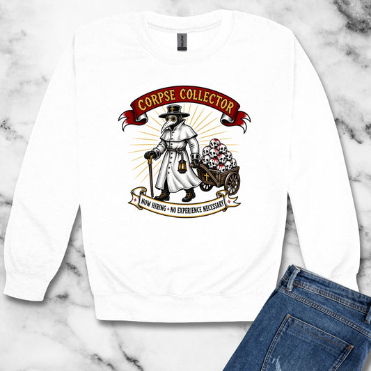Now Hiring Plague Corpse Collector Unisex Heavy Crewneck Sweatshirt
