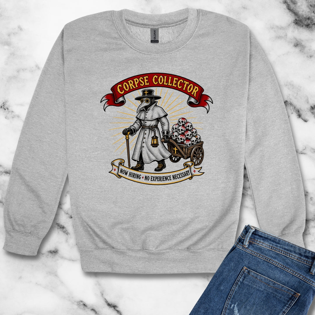 Now Hiring Plague Corpse Collector Unisex Heavy Crewneck Sweatshirt