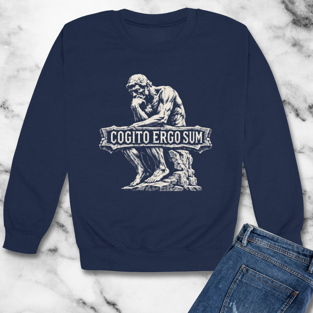 Cogito Ergo Sum Think Therefore I am Unisex Heavy Crewneck Sweatshirt