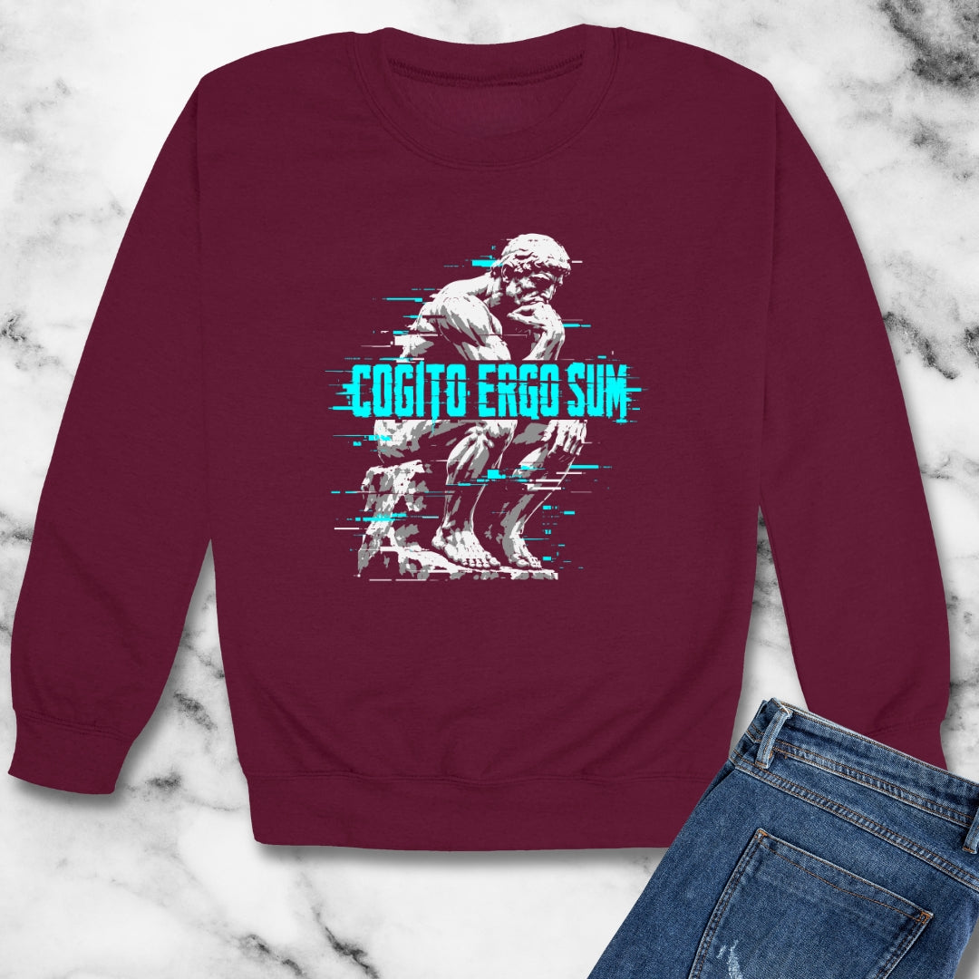 Cogito Ergo Sum Thinker Streetwear Style Unisex Heavy Crewneck Sweatshirt