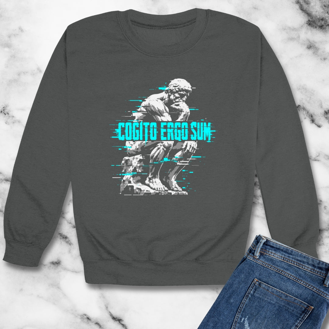 Cogito Ergo Sum Thinker Streetwear Style Unisex Heavy Crewneck Sweatshirt