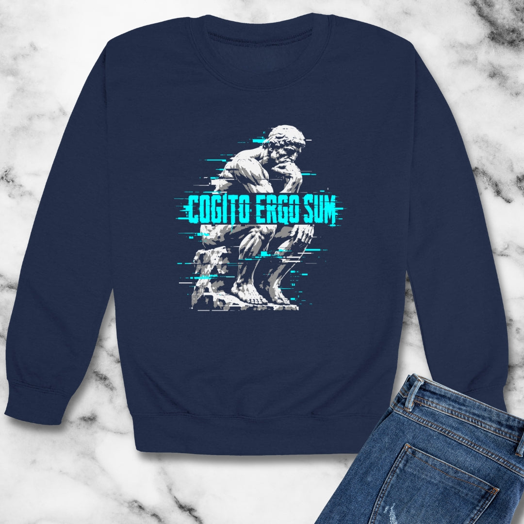 Cogito Ergo Sum Thinker Streetwear Style Unisex Heavy Crewneck Sweatshirt
