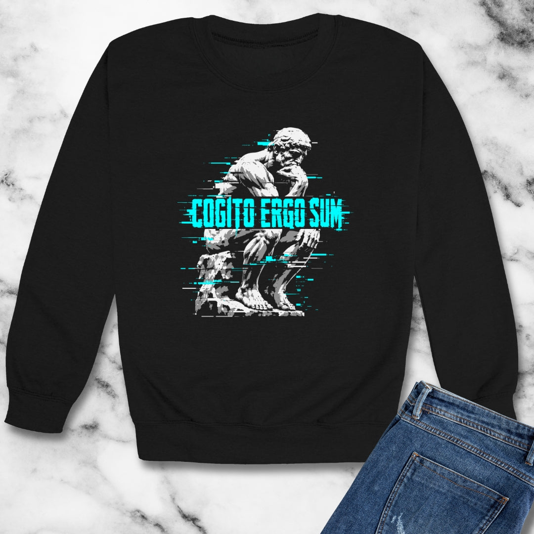 Cogito Ergo Sum Thinker Streetwear Style Unisex Heavy Crewneck Sweatshirt