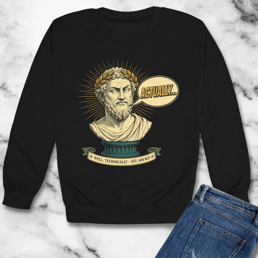 Actually... Pedantic Philosopher Bust Unisex Heavy Crewneck Sweatshirt
