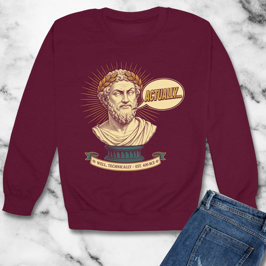 Actually... Pedantic Philosopher Bust Unisex Heavy Crewneck Sweatshirt