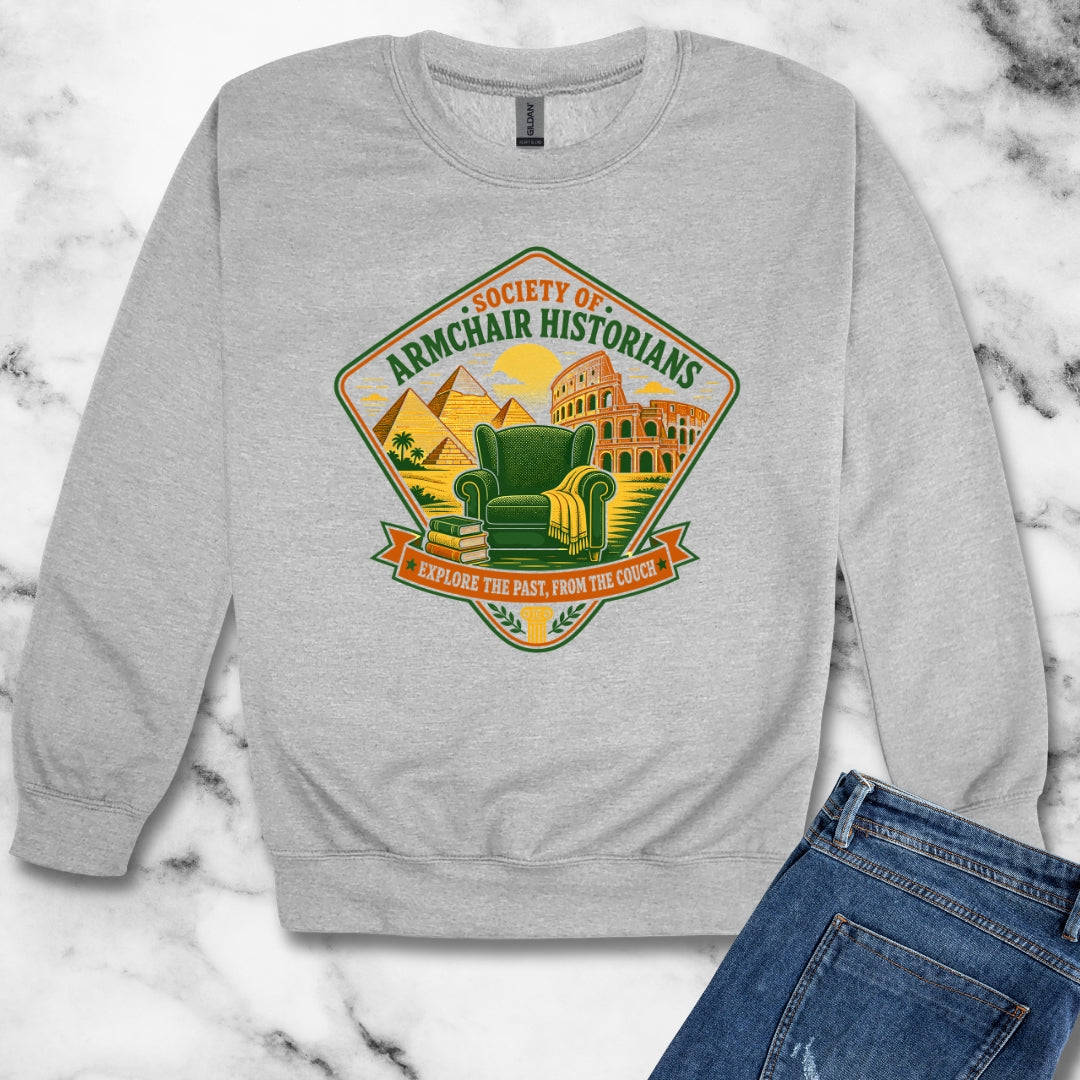 Society of Armchair Historians Badge Style Unisex Heavy Crewneck Sweatshirt