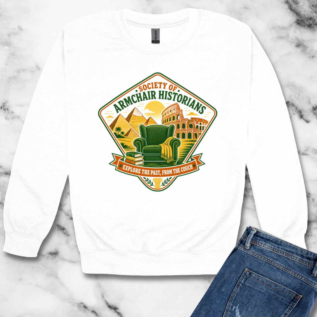 Society of Armchair Historians Badge Style Unisex Heavy Crewneck Sweatshirt