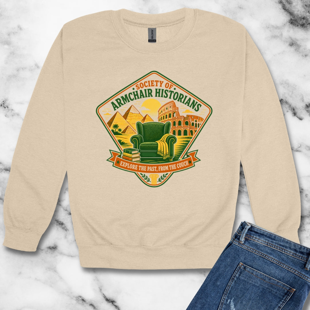 Society of Armchair Historians Badge Style Unisex Heavy Crewneck Sweatshirt