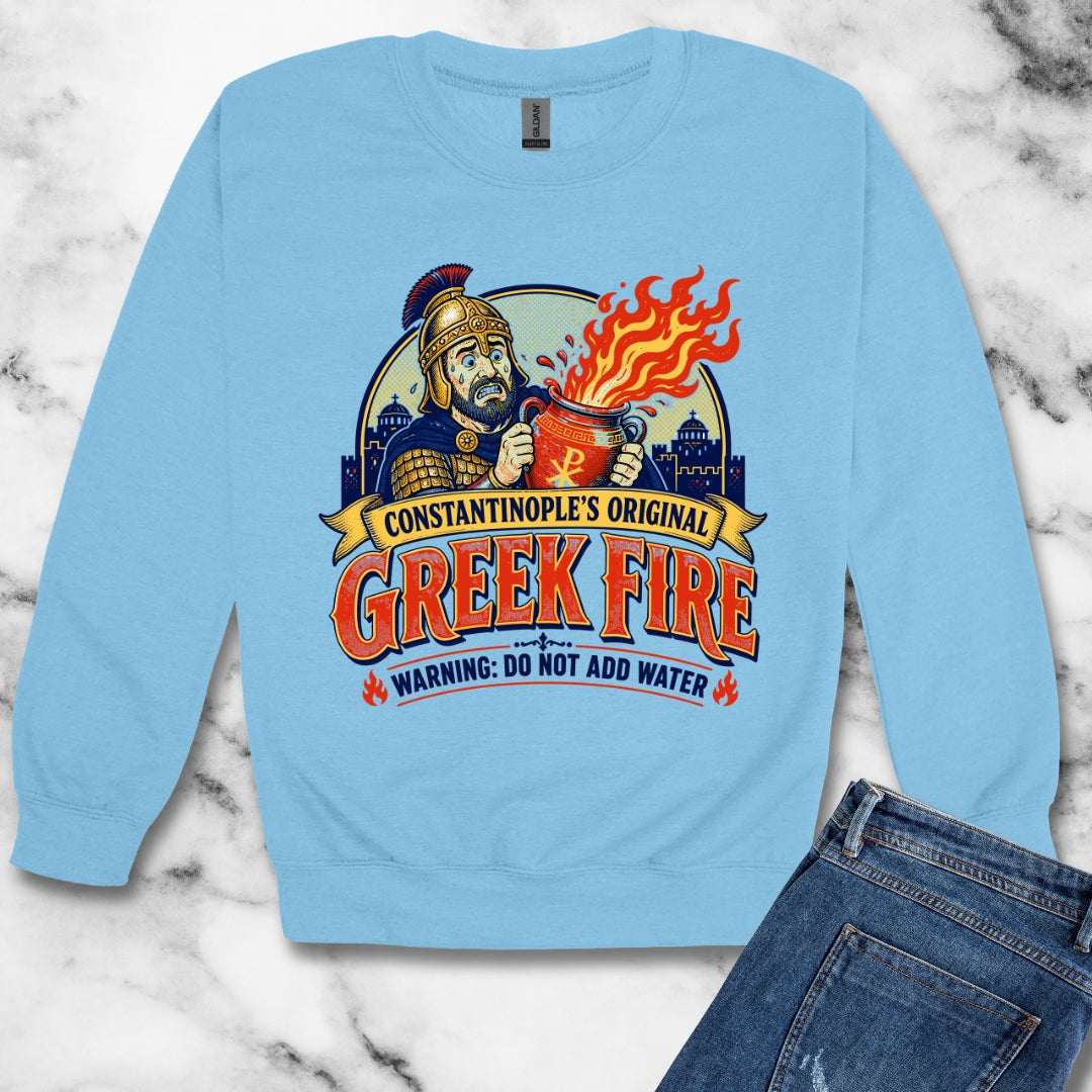 Byzantine Greek Fire Warning Unisex Heavy Crewneck Sweatshirt