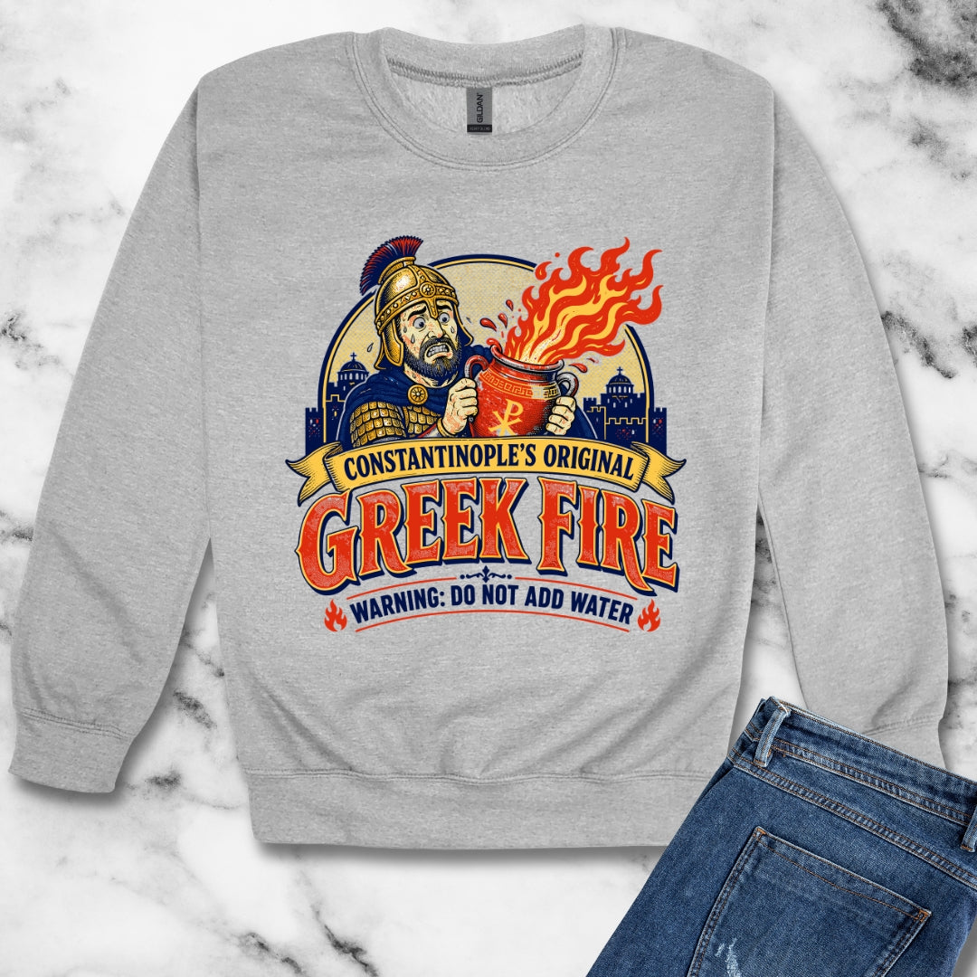 Byzantine Greek Fire Warning Unisex Heavy Crewneck Sweatshirt