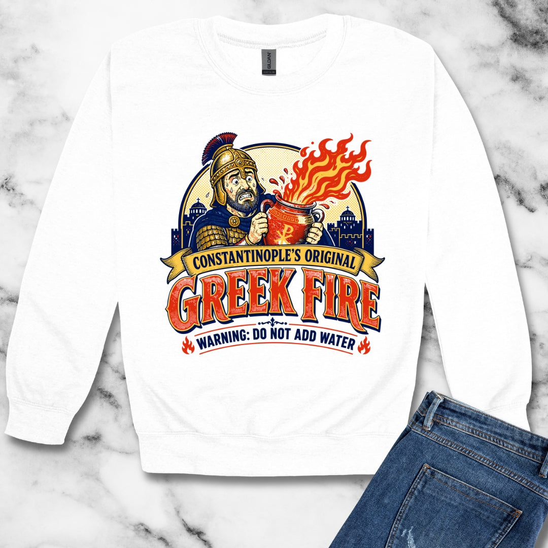 Byzantine Greek Fire Warning Unisex Heavy Crewneck Sweatshirt
