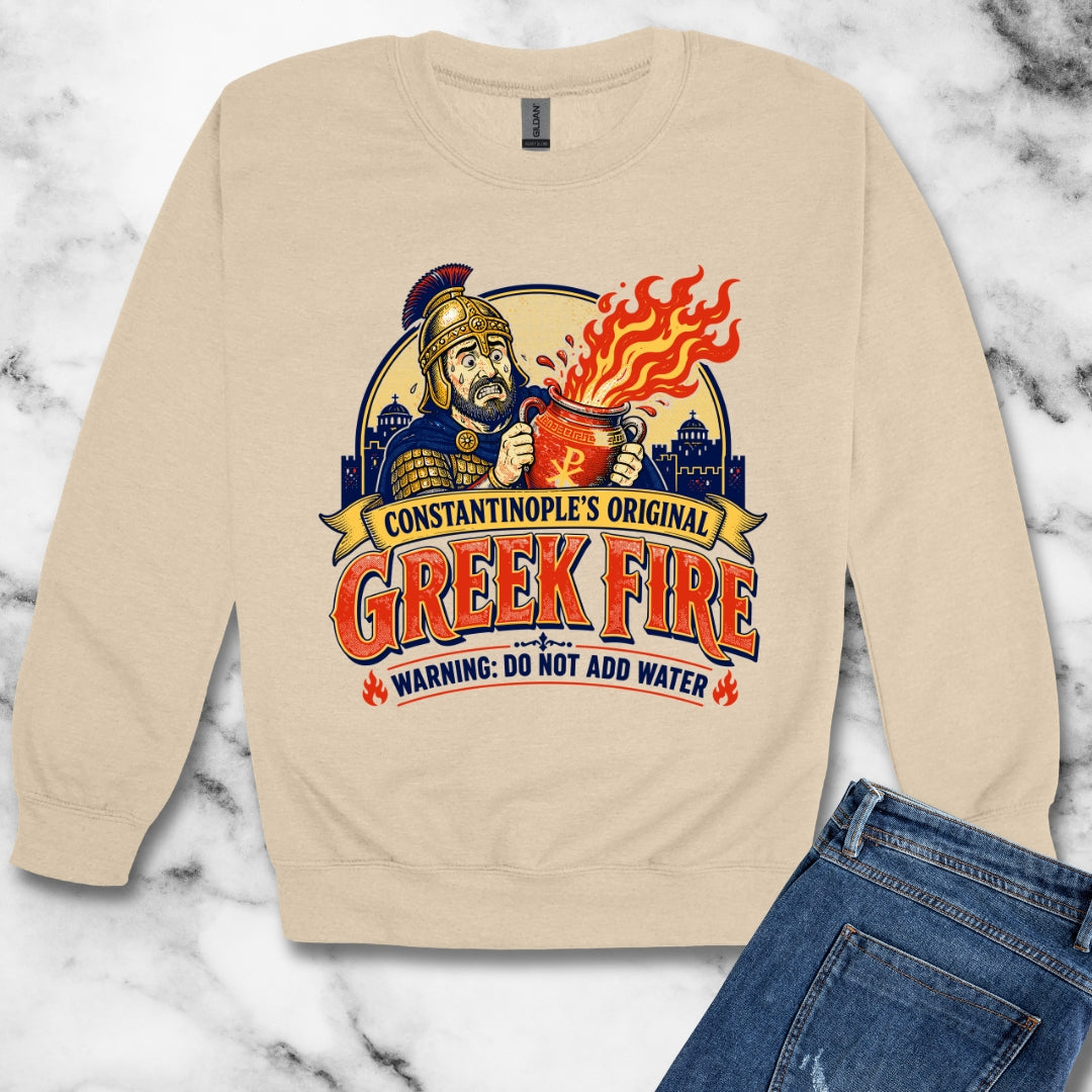 Byzantine Greek Fire Warning Unisex Heavy Crewneck Sweatshirt