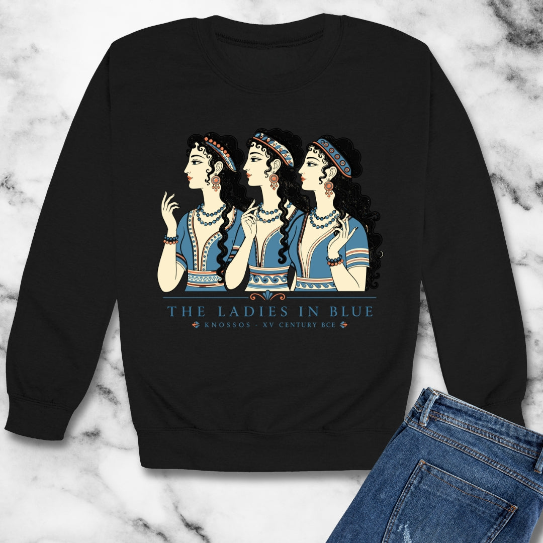 Knossos Minoan Ladies in Blue Unisex Heavy Crewneck Sweatshirt