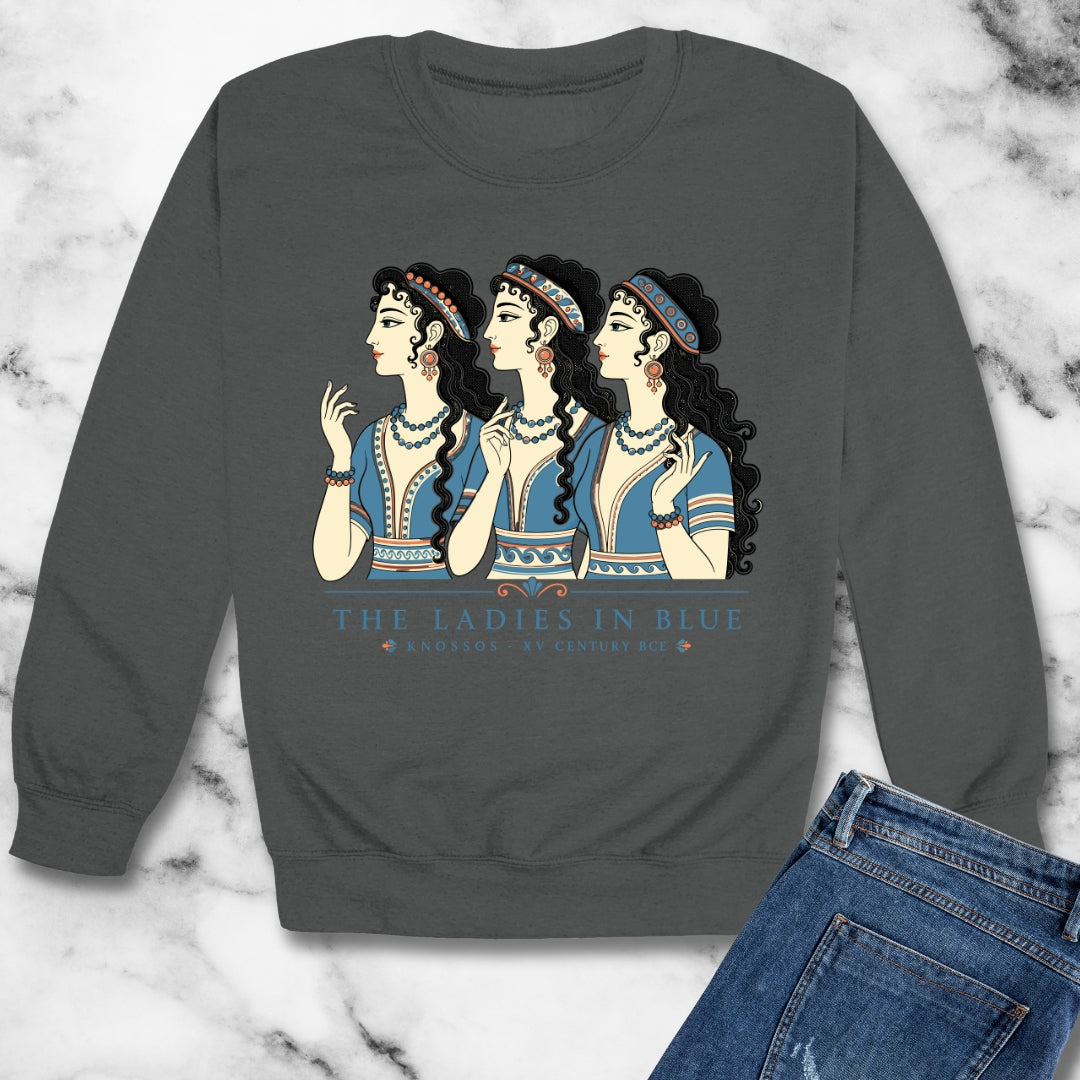 Knossos Minoan Ladies in Blue Unisex Heavy Crewneck Sweatshirt
