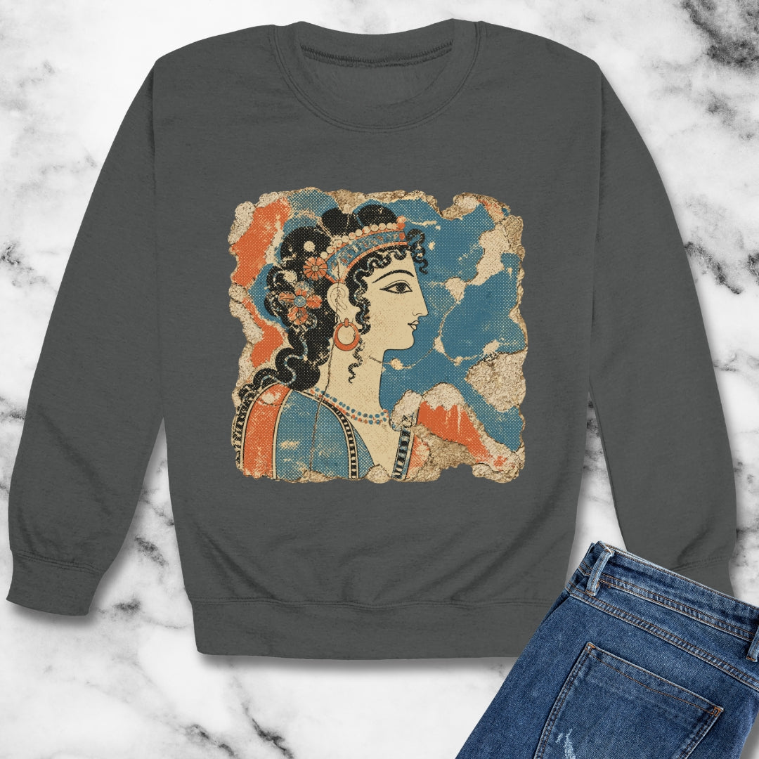 Knossos Minoan Blue Lady Fresco Unisex Heavy Crewneck Sweatshirt