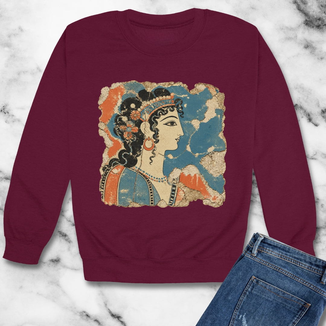 Knossos Minoan Blue Lady Fresco Unisex Heavy Crewneck Sweatshirt